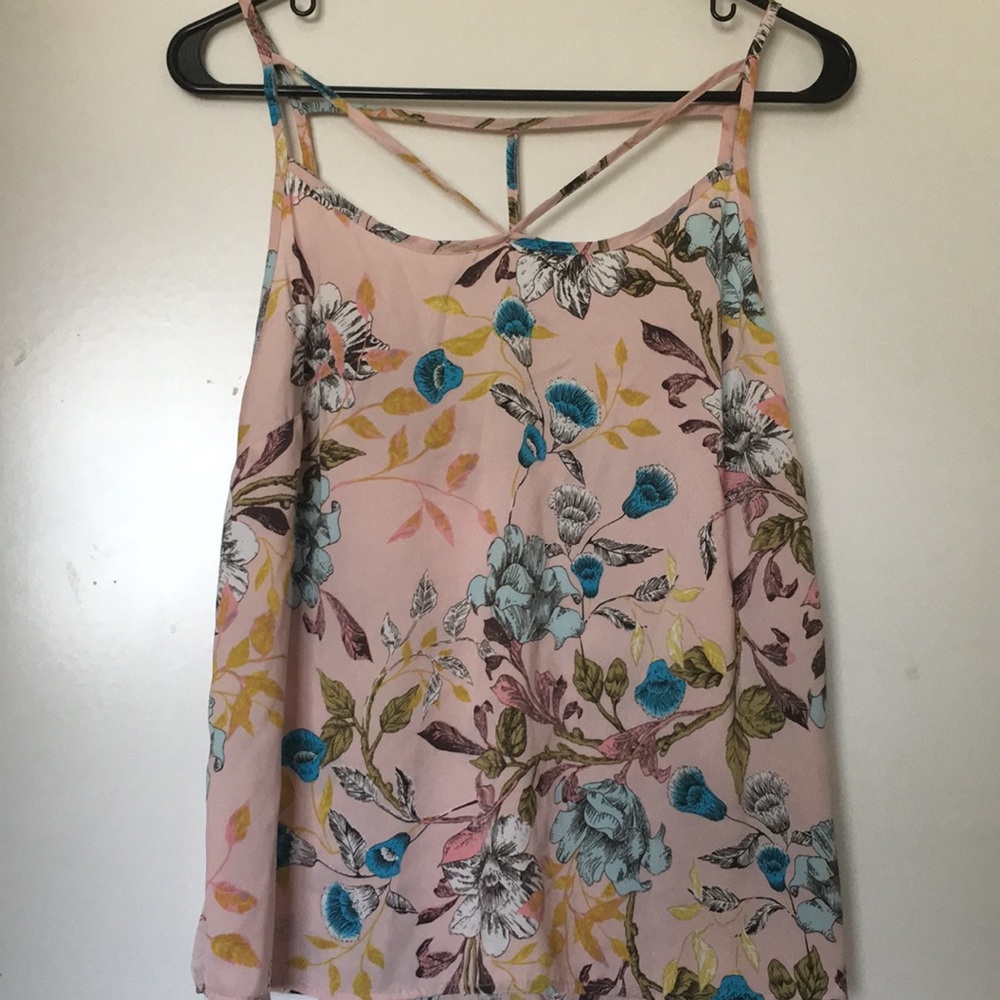 Junior Pink Floral Tank Top